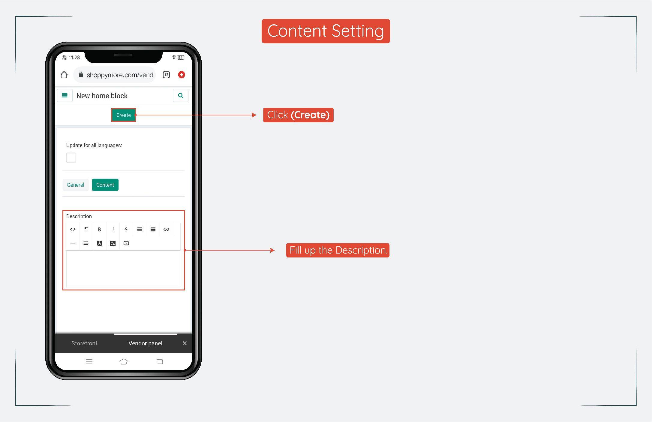 How to manage my content (vendor) using mobile 4
